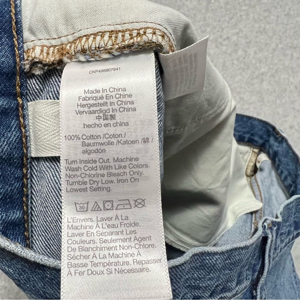 Madewell Essex Long Baggy Jean Shorts Size 31 Distressed Raw Hem Relaxed Fit - Picture 9 of 11